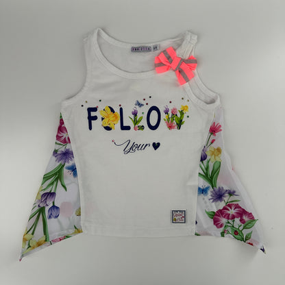 Y.M.S. Original Baby Top „Follow Your“ mit Blumen & Schleife Gr. 68