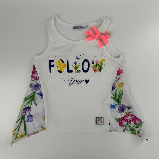 Y.M.S. Original Baby Top „Follow Your“ mit Blumen & Schleife Gr. 68