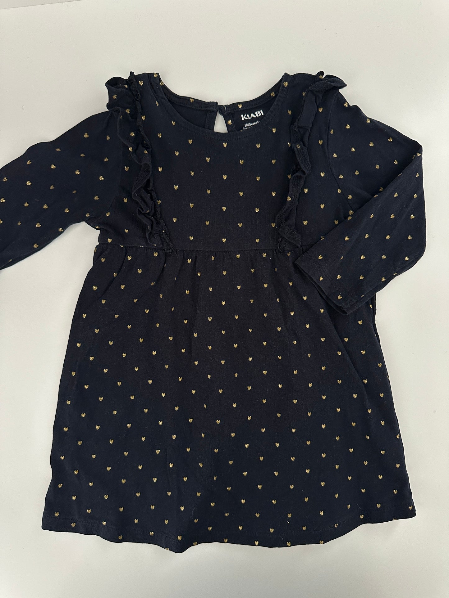 KIABI Kleid Dunkelblau mit Goldpunkten Gr. 80
