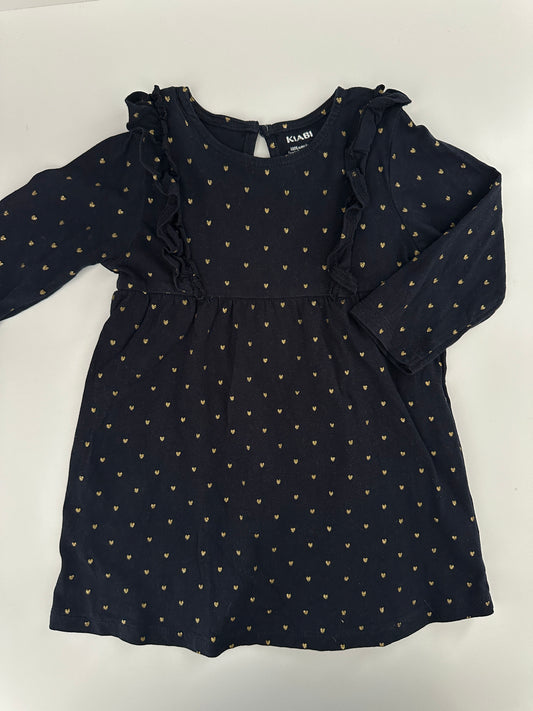 KIABI Kleid Dunkelblau mit Goldpunkten Gr. 80