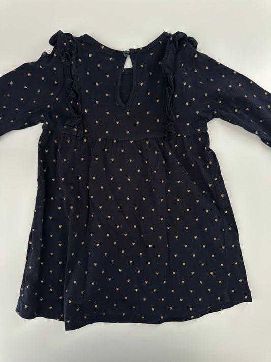 KIABI Kleid Dunkelblau mit Goldpunkten Gr. 80