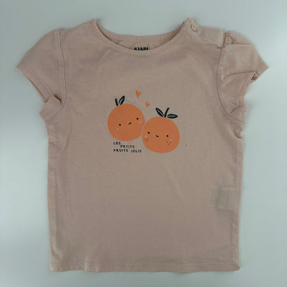 KIABI T-Shirt Rosa mit Orangenprint Gr. 92 (2 Jahre)