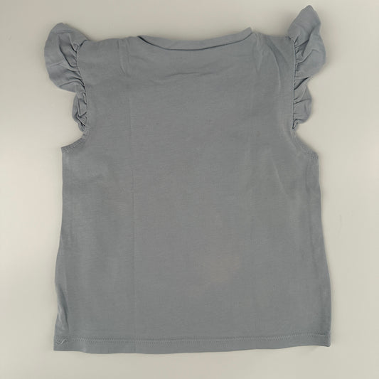 Blaues T-Shirt von H&M mit Blumenmuster Gr. 86
