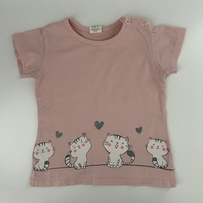 ZARA Baby T-Shirt Rosa mit Katzenprint Gr. 86/92