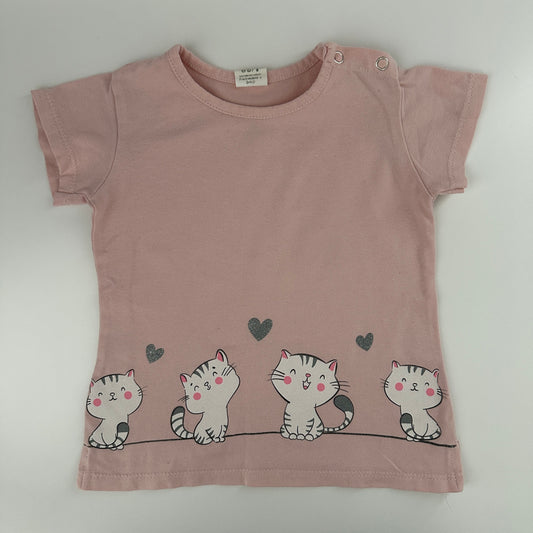 ZARA Baby T-Shirt Rosa mit Katzenprint Gr. 86/92