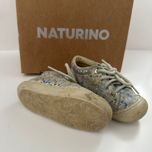 Naturino Cocoon Leder Lauflernschuhe Silber Gr. 20