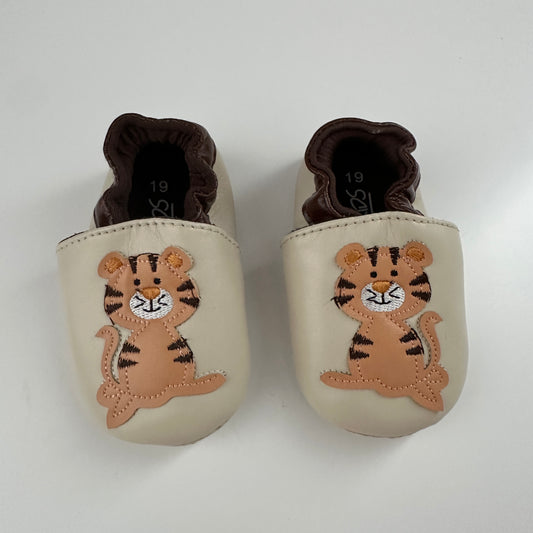 Bobux Leder Krabbelschuhe Beige Tiger Gr. 19