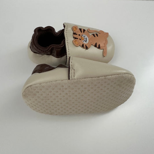 Bobux Leder Krabbelschuhe Beige Tiger Gr. 19