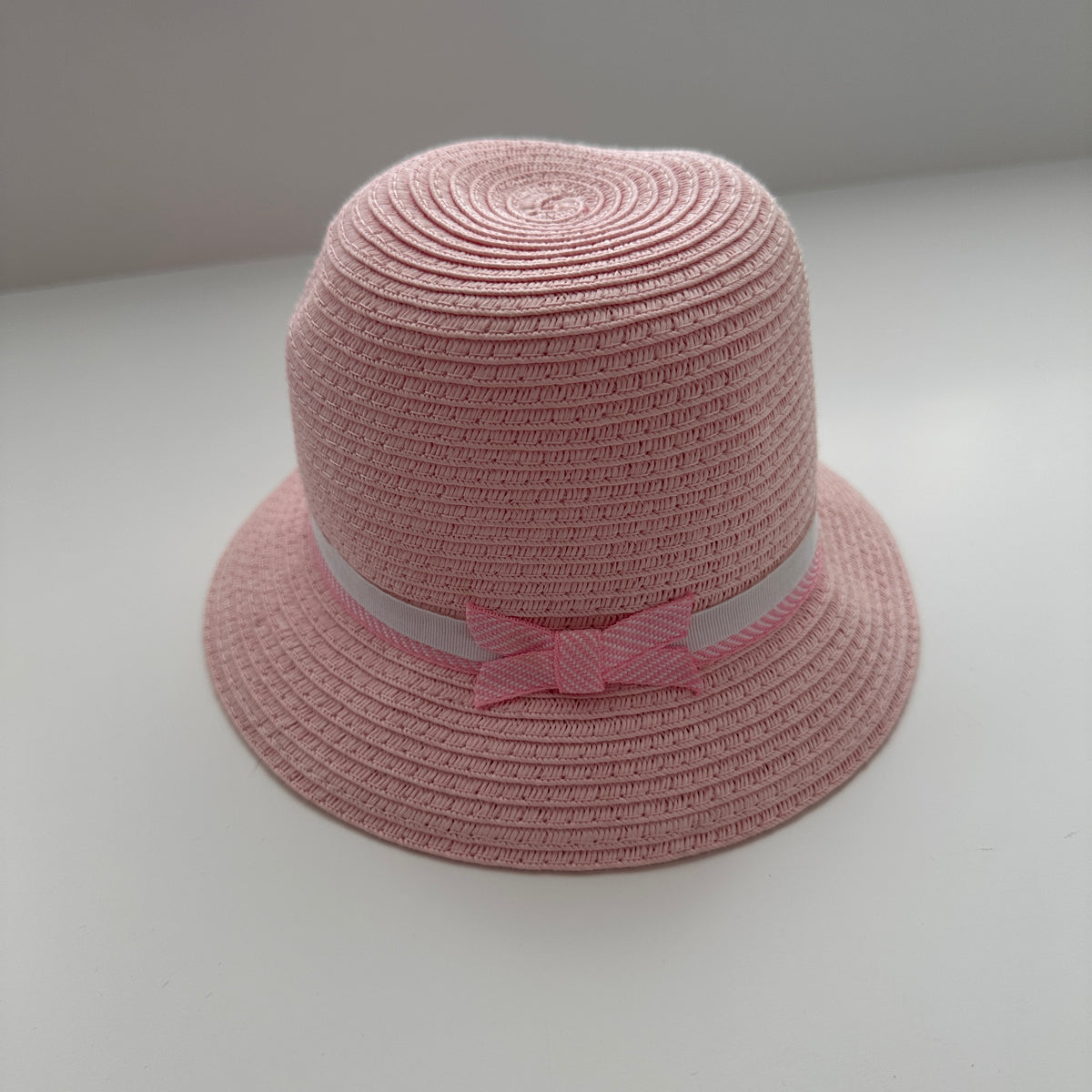 Kinder Sommerhut Rosa mit Schleife und Hutband 3-6 Monate
