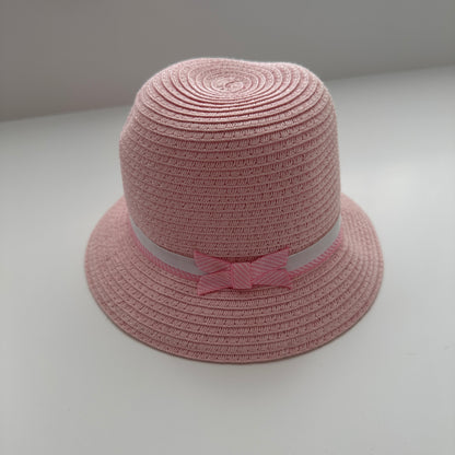 Kinder Sommerhut Rosa mit Schleife und Hutband 3-6 Monate