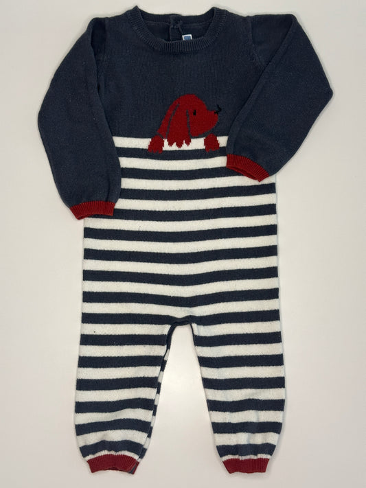 Strick Overall mit Hundemotiv Gr. 74/80