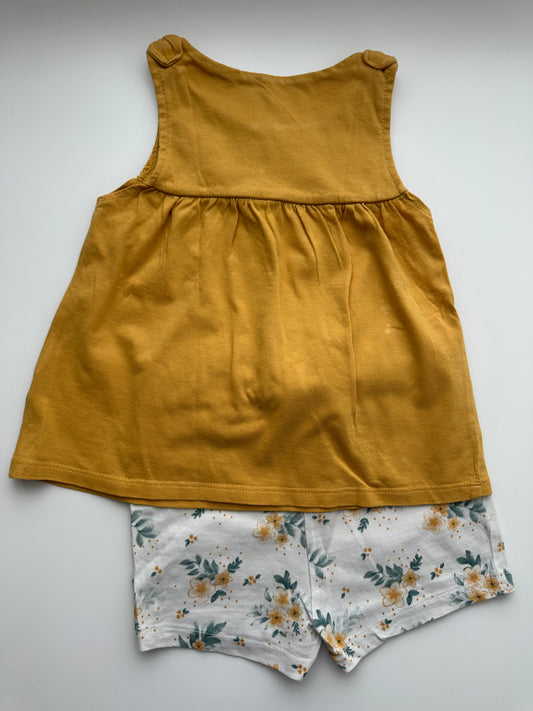 C&A Baby Set Gr. 92 – Senfgelbes Top & Shorts mit Blumenmuster