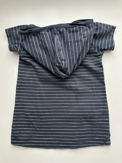 Baby Club Kapuzenkleid Gr. 86 – Dunkelblau gestreift mit Herztaschen