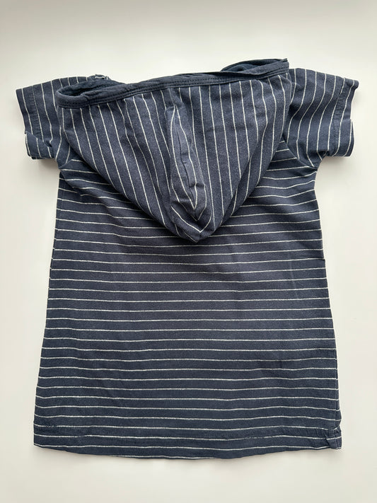Baby Club Kapuzenkleid Gr. 86 – Dunkelblau gestreift mit Herztaschen