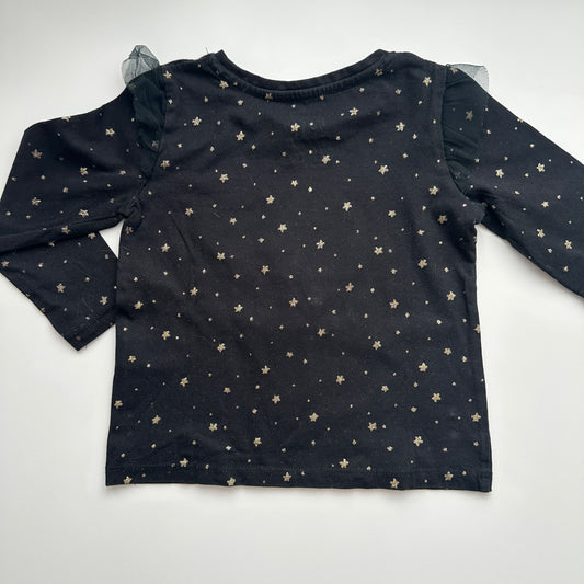 C&A Langarmshirt Gr. 104 – Schwarz mit Wendepailletten-Stern