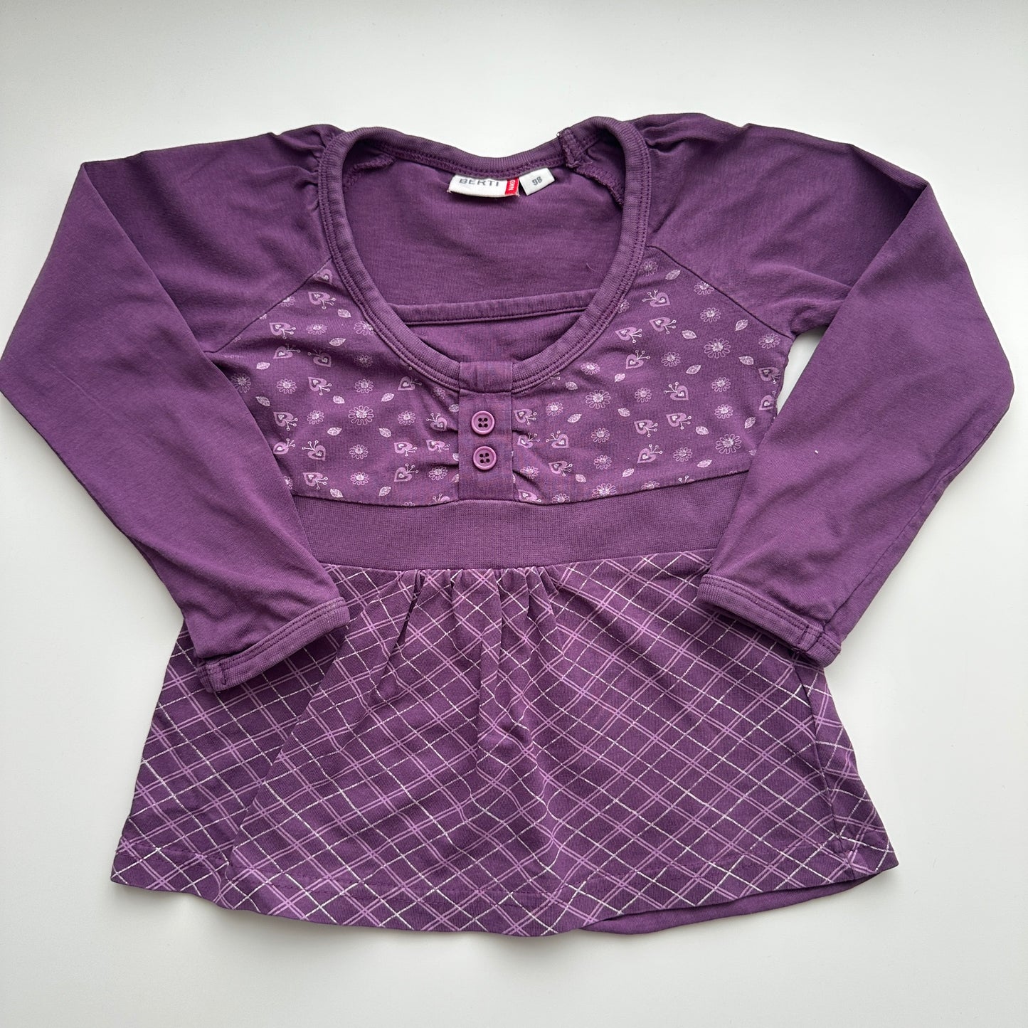 Berti NKD Kleid Lila Gr. 98 – Langarm mit Herzmuster