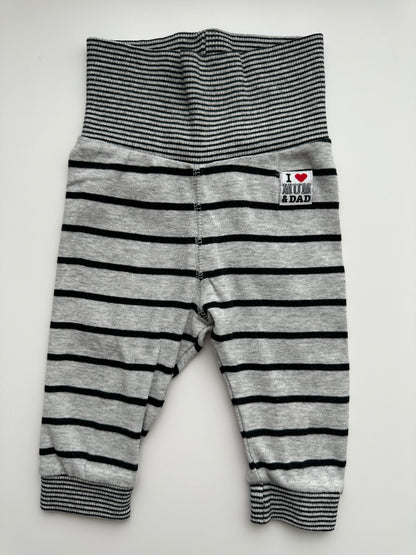 H&M Baby Hose Gestreift Gr. 62 – Grau Schwarz mit Komfortbund