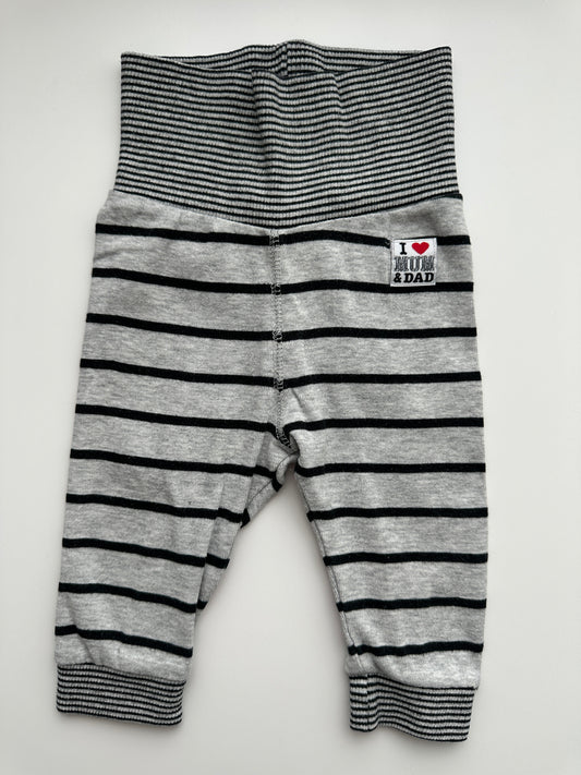 H&M Baby Hose Gestreift Gr. 62 – Grau Schwarz mit Komfortbund