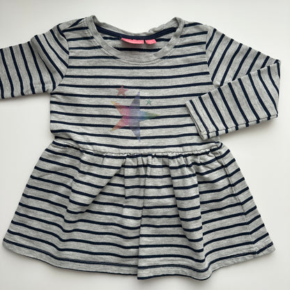 Impidimpi Kleid Gestreift Grau Blau Gr. 98 – Sternmotiv