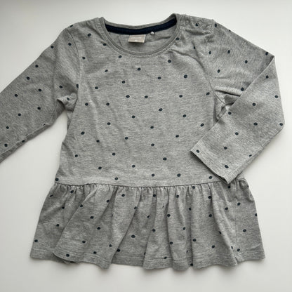 Smile Kleid Grau Gepunktet Gr. 98 – Langarm mit Volantsaum
