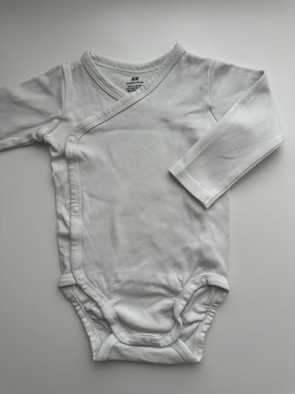 H&M Wickelbody Weiss Langarm Bio-Baumwolle Gr. 74