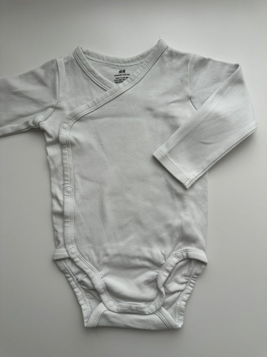 H&M Wickelbody Weiss Langarm Bio-Baumwolle Gr. 74