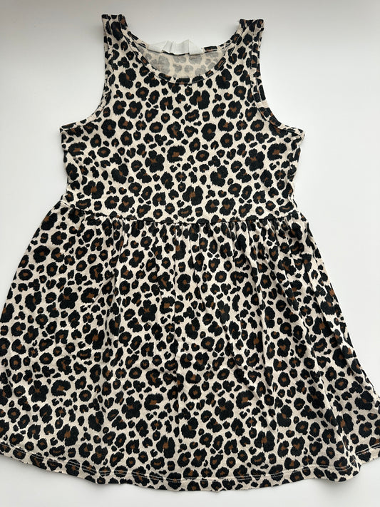 H&M Kleid Leo Beige Schwarz Gr. 98/104
