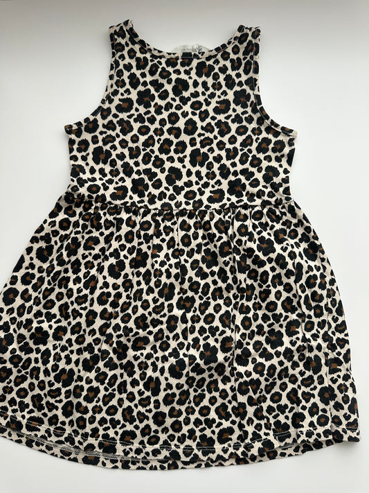 H&M Kleid Leo Beige Schwarz Gr. 98/104
