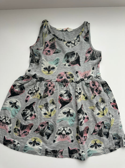 H&M Katzen Kleid Grau Gr. 98/104