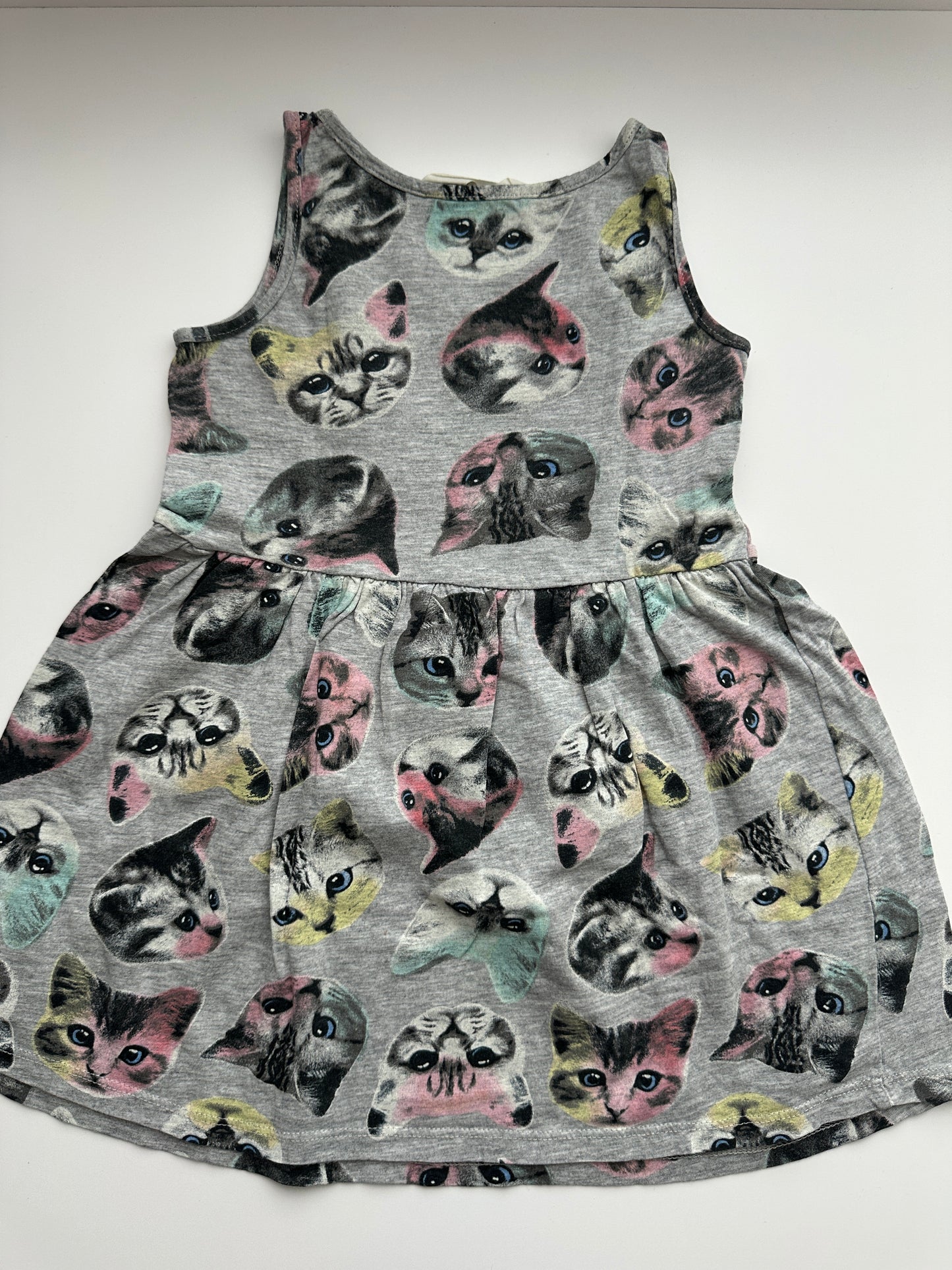 H&M Katzen Kleid Grau Gr. 98/104