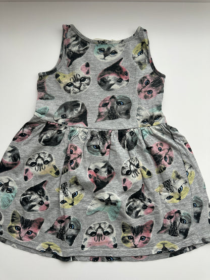 H&M Katzen Kleid Grau Gr. 98/104