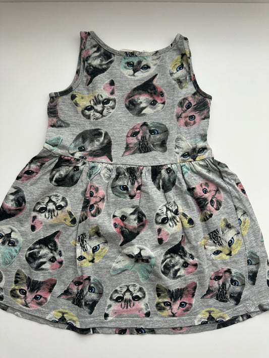 H&M Katzen Kleid Grau Gr. 98/104