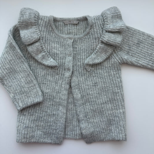 Strickjacke mit Rüschen • Grösse 74 • Grau
