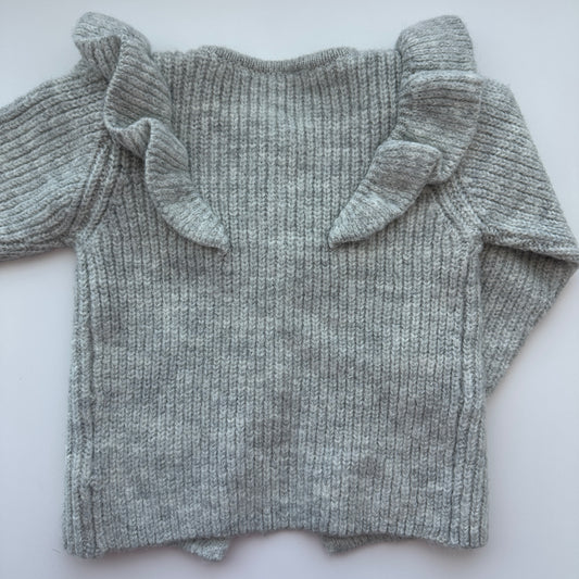 Strickjacke mit Rüschen • Grösse 74 • Grau