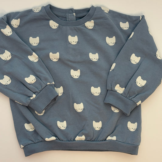 Baby Sweatshirt mit Katzenmuster aus Baumwolle – Grösse 94