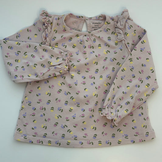 Manor Baby Langarmshirt mit Blumenmuster – Grösse 92