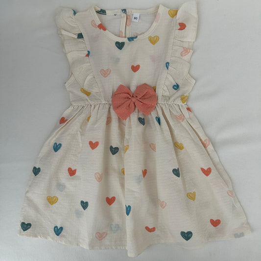 Mädchen Kleid Herzen Creme Gr. 90