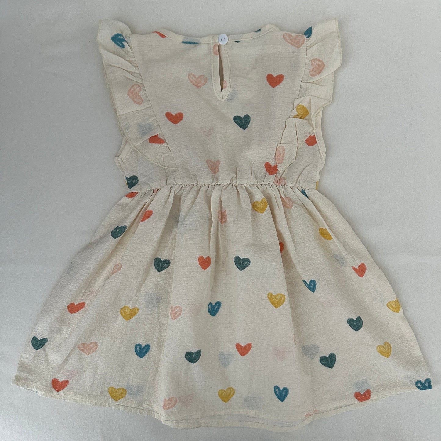 Mädchen Kleid Herzen Creme Gr. 90