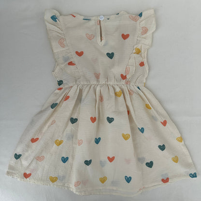 Mädchen Kleid Herzen Creme Gr. 90