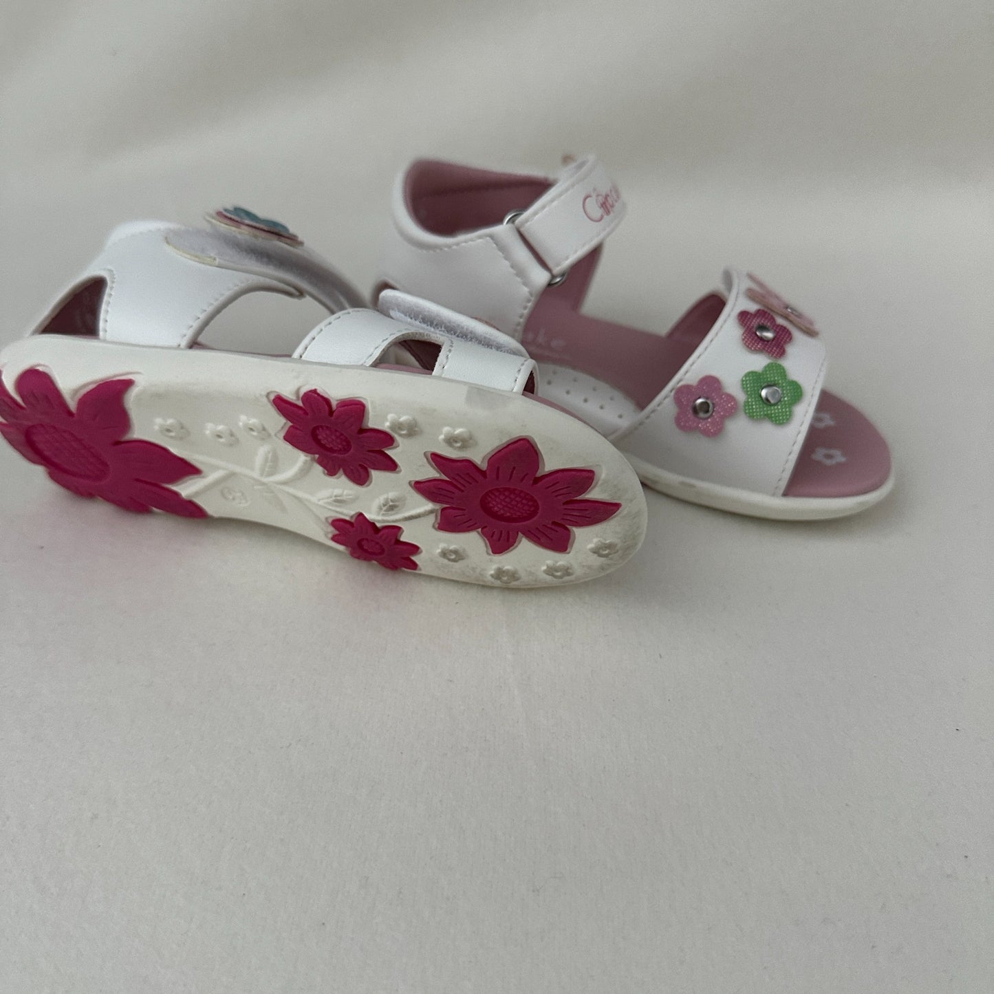 Mädchen Sandalen Cupcake Weiss Rosa mit Blumen Gr. 23