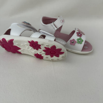 Mädchen Sandalen Cupcake Weiss Rosa mit Blumen Gr. 23
