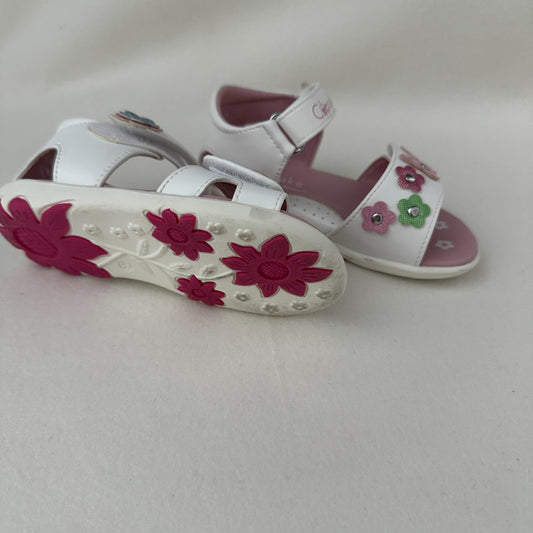Mädchen Sandalen Cupcake Weiss Rosa mit Blumen Gr. 23