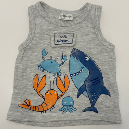 Ärmelloses Babyshirt mit Meeresmotiv Gr. 74