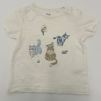 Kurzarm Babyshirt mit Katzenmotiv  Gr. 68
