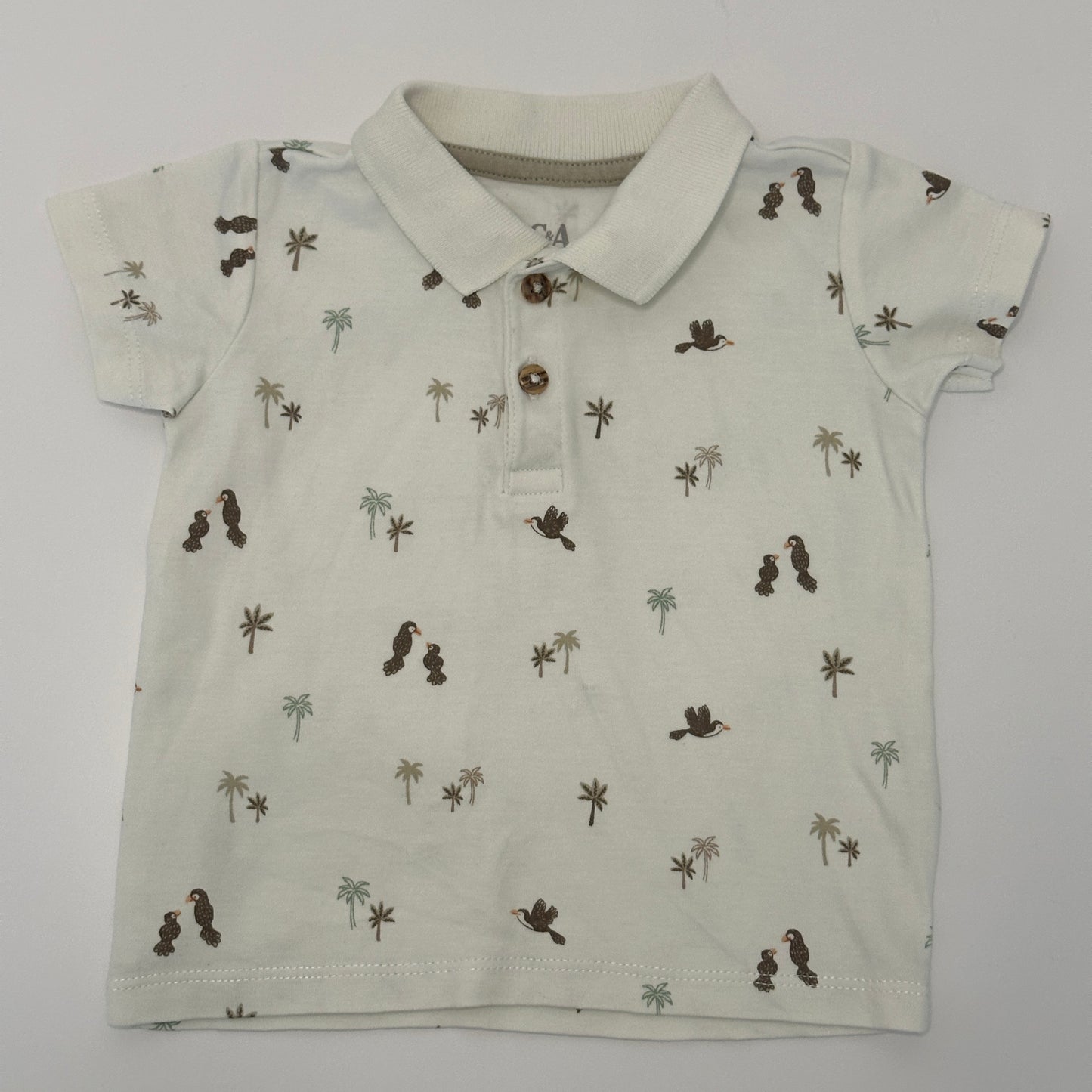 Baby Poloshirt mit Palmen & Vögeln Gr. 68
