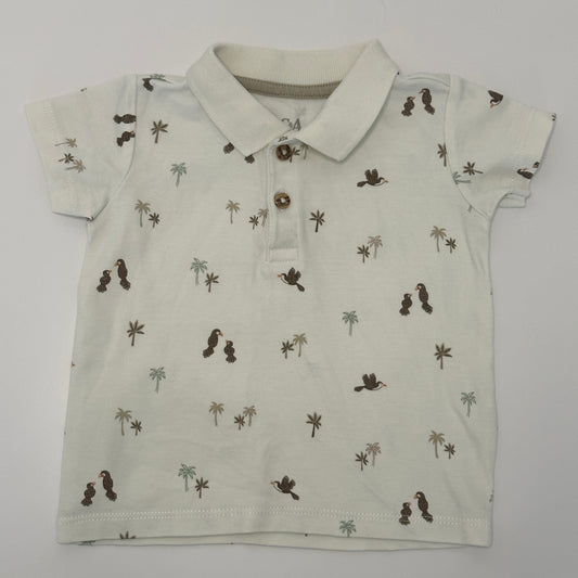 Baby Poloshirt mit Palmen & Vögeln Gr. 68