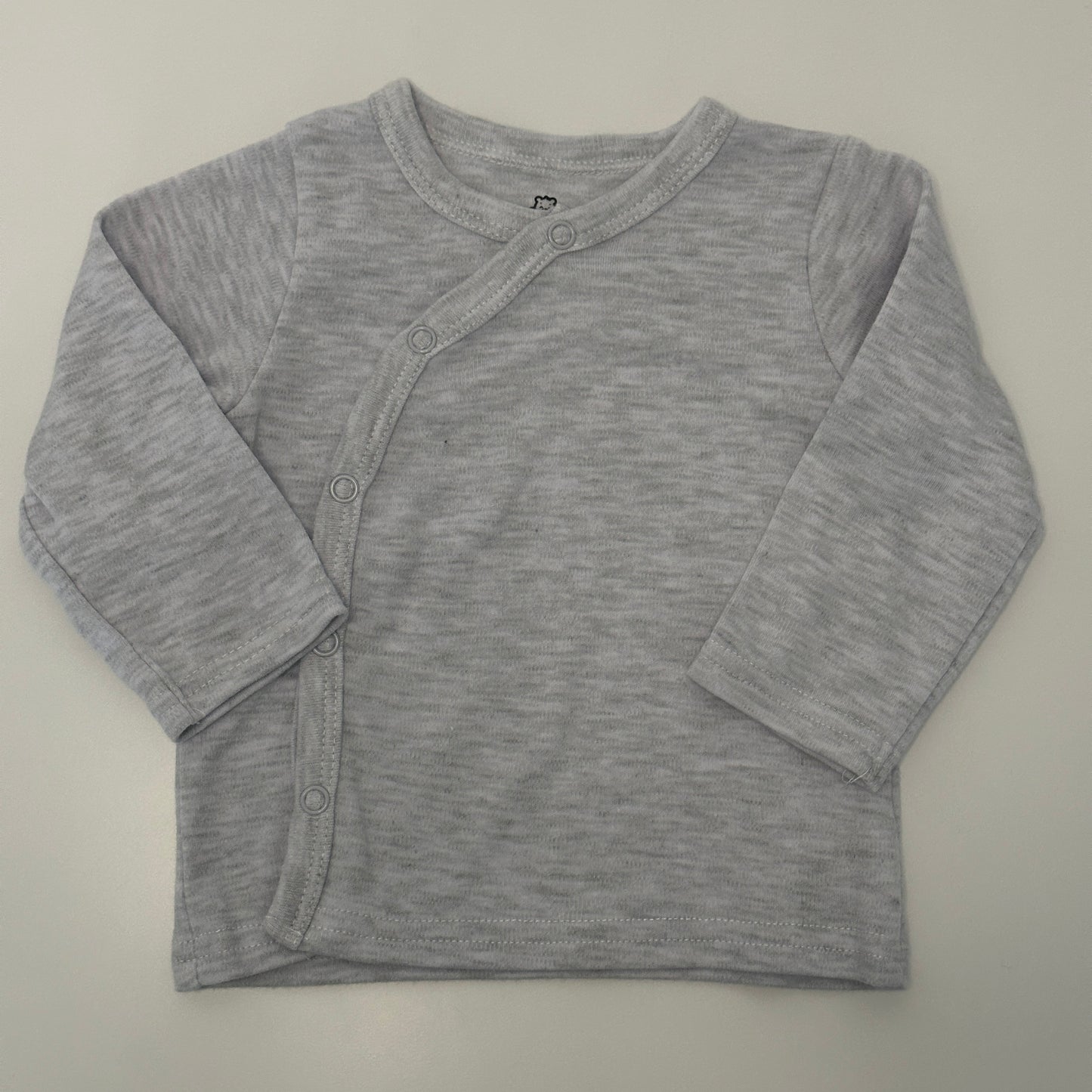 Wickelshirt Langarm Hellgrau Gr. 68