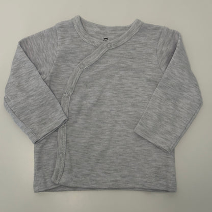 Wickelshirt Langarm Hellgrau Gr. 68