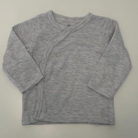 Wickelshirt Langarm Hellgrau Gr. 68