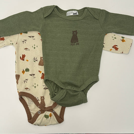 2er-Set Langarmbodys „Waldtiere & Hug Me“ Gr. 74